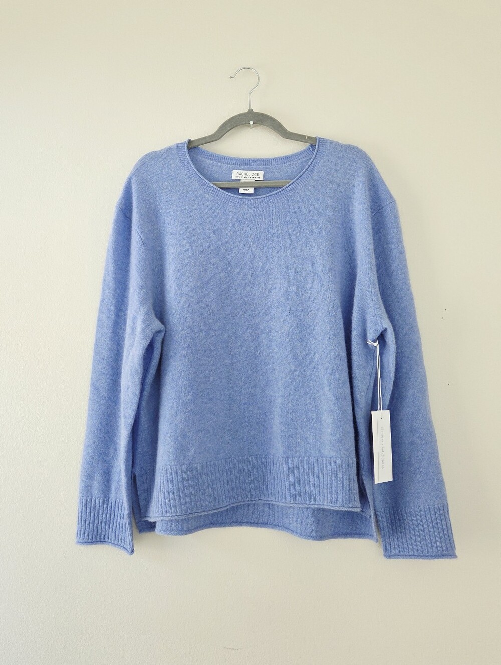 Rachel Zoe 2-ply Cashmere Baby Blue Sky Blue Pullover Sweater Size XL
